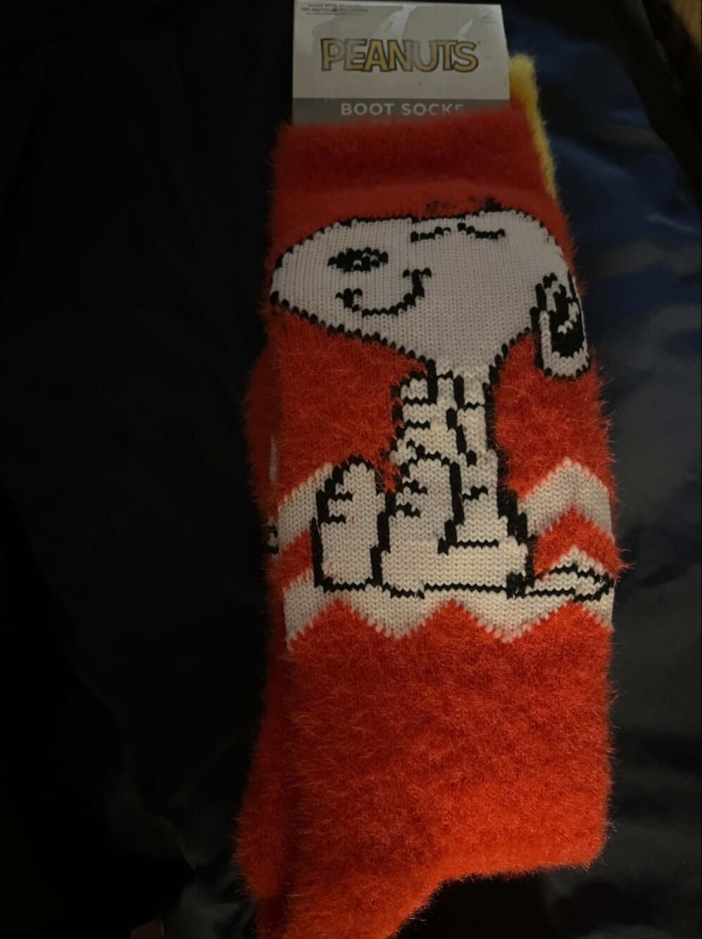Peanuts Snoopy And Woodstock Fuzzy Boot Socks